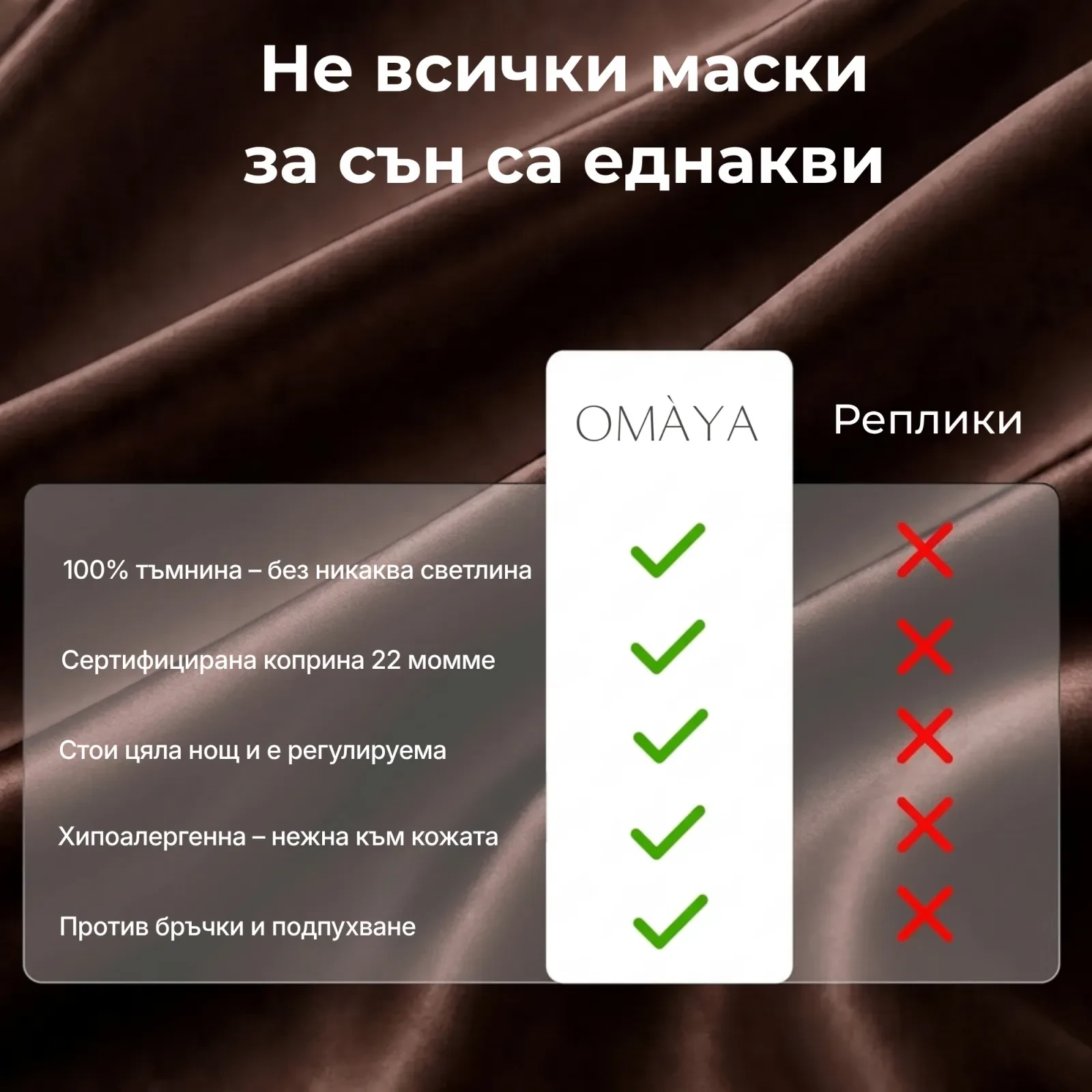 Маска за сън от коприна OMÀYA® — Еспресо