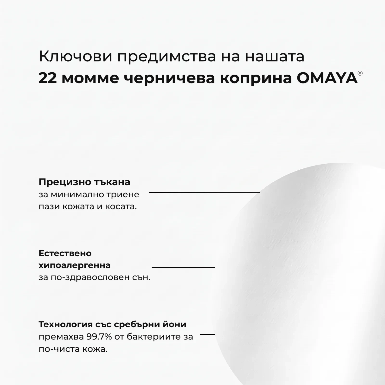 Копринена калъфка за възглавница OMÀYA® — Бяло